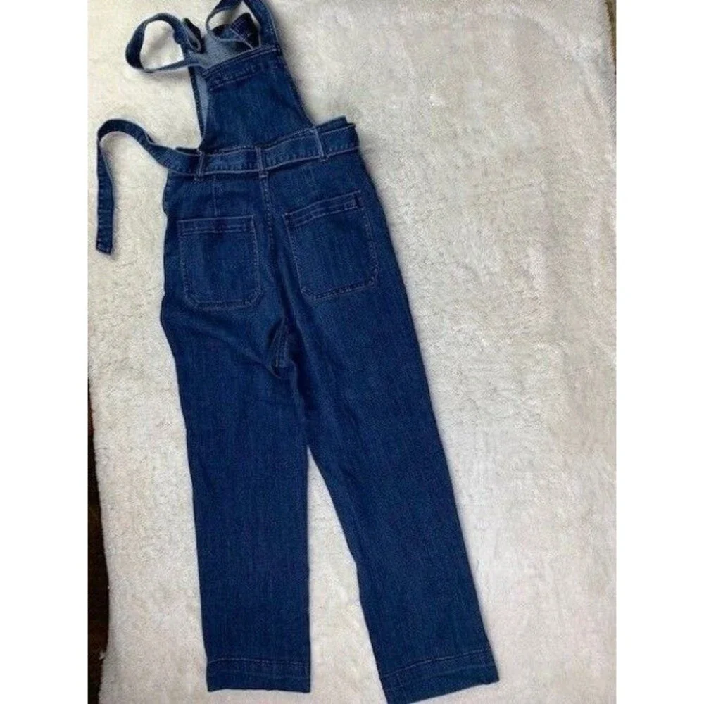 Universal Thread Size 4 Womens Bib Overalls Jean Denim Stretch Med Wash Tie Belt